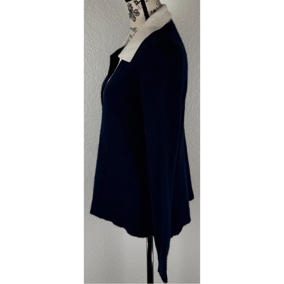 Filoro 2-Ply Cashmere Polo Navy with White Collar Sweater, size Medium - Picture 4 of 8